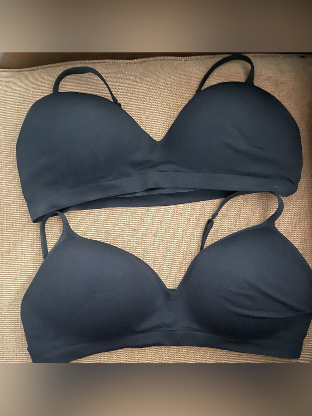 New - without Tags-PINK Victoria's Secret Black Seamless Wireless Bra Duo